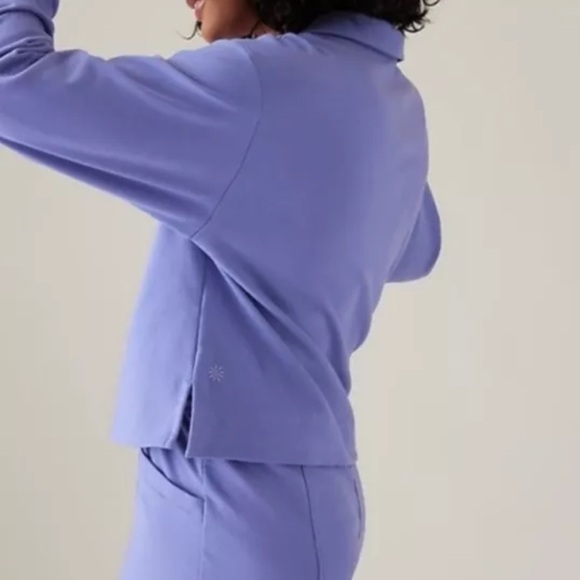 Athleta S Retroterry Polo Sweatshirt Small Dark Adonis (Purple) - Picture 2 of 10